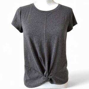 Athleta  Essence Twist Tee Top Size M Heather Gray Short Sleeve 
Sleeves Size M